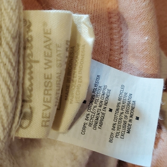 Champion Pink Sweatshirt Reverse Weave Oversized Drawstring Hoodie Medium - Picture 6 of 8